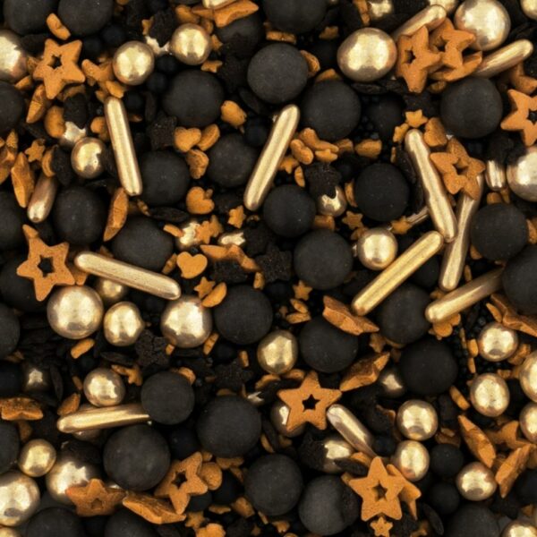 Mix posypek Premium BLACK GLAM, 110 g posypka CZARNA, ZŁOTA - obrazek 4