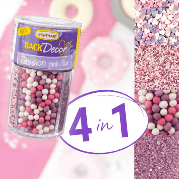 Mix Posypek Cukrowych RÓŻOWA, LILIOWA, Perełki Serduszka, 150 g - obrazek 3
