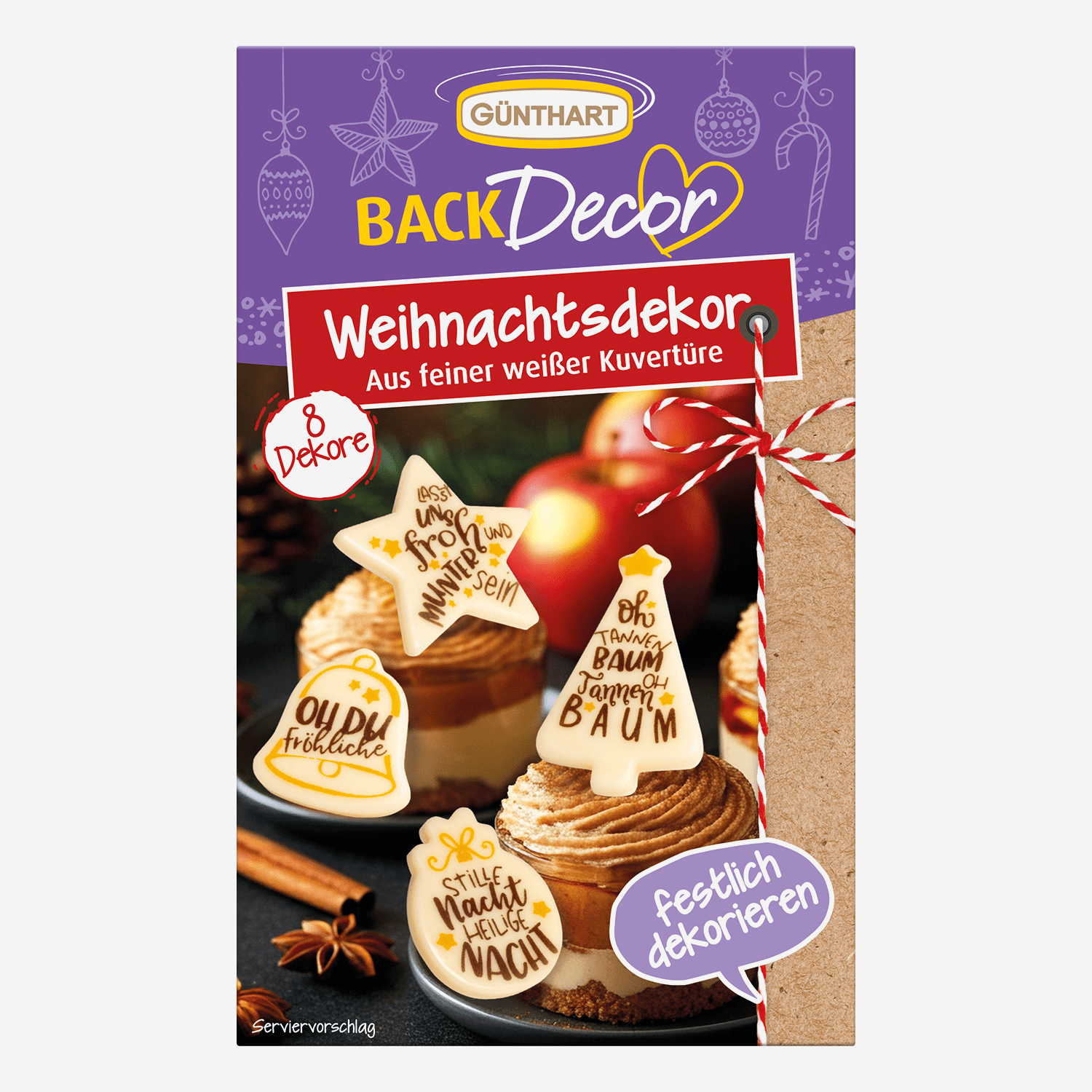 Dekoracje Świąteczne z Delikatnej Białej Czekolady , 8 szt