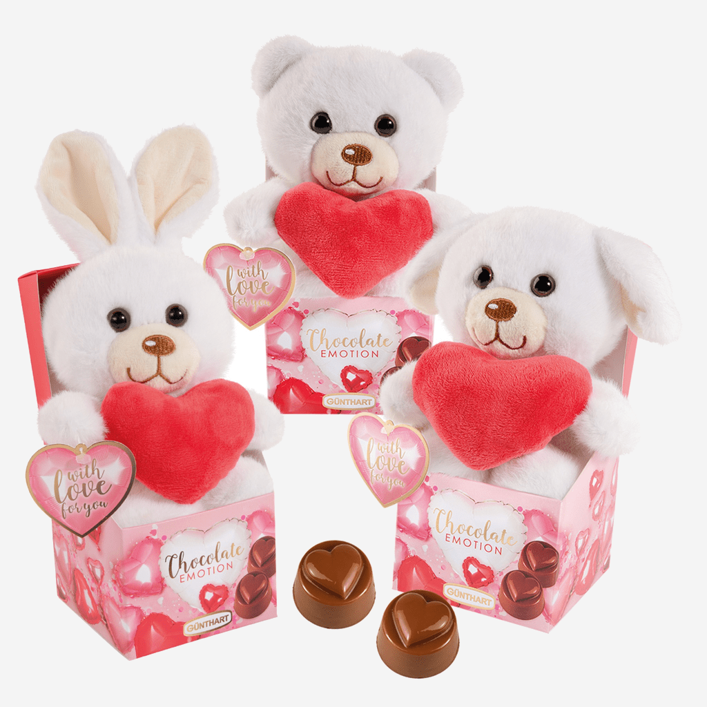 Pluszowy Miś z Sercem na Pudełku Pralin