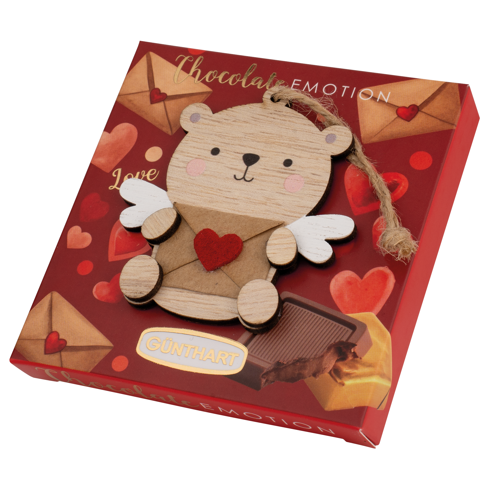 Małe Pudełko Pralin z Drewnianą Zawieszką Misia - obrazek 3