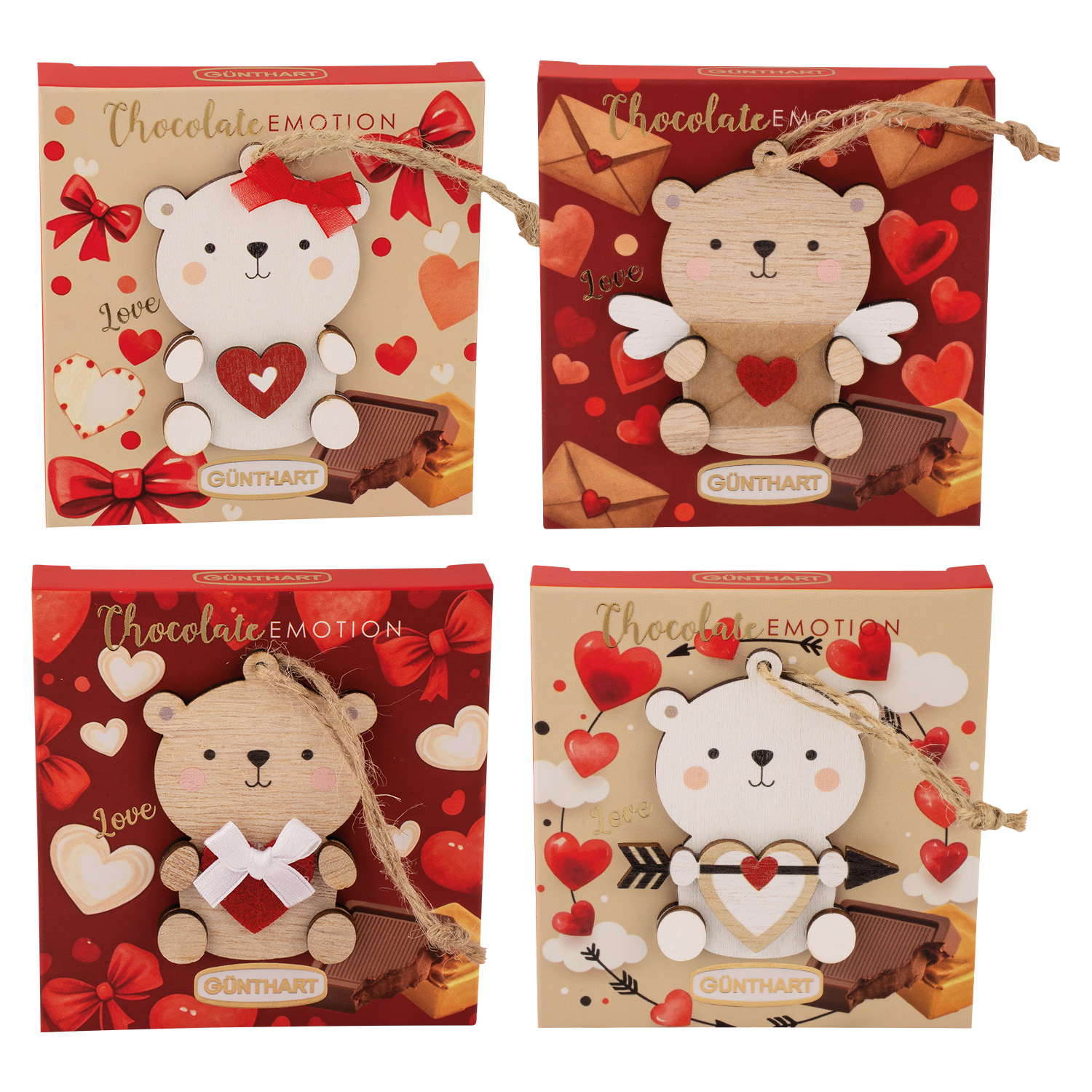 Małe Pudełko Pralin z Drewnianą Zawieszką Misia