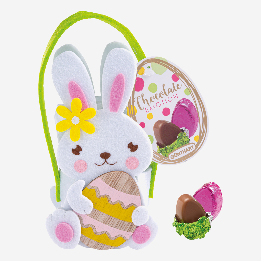 Filcowy Koszyk Królika Wielkanocnego z Pralinami