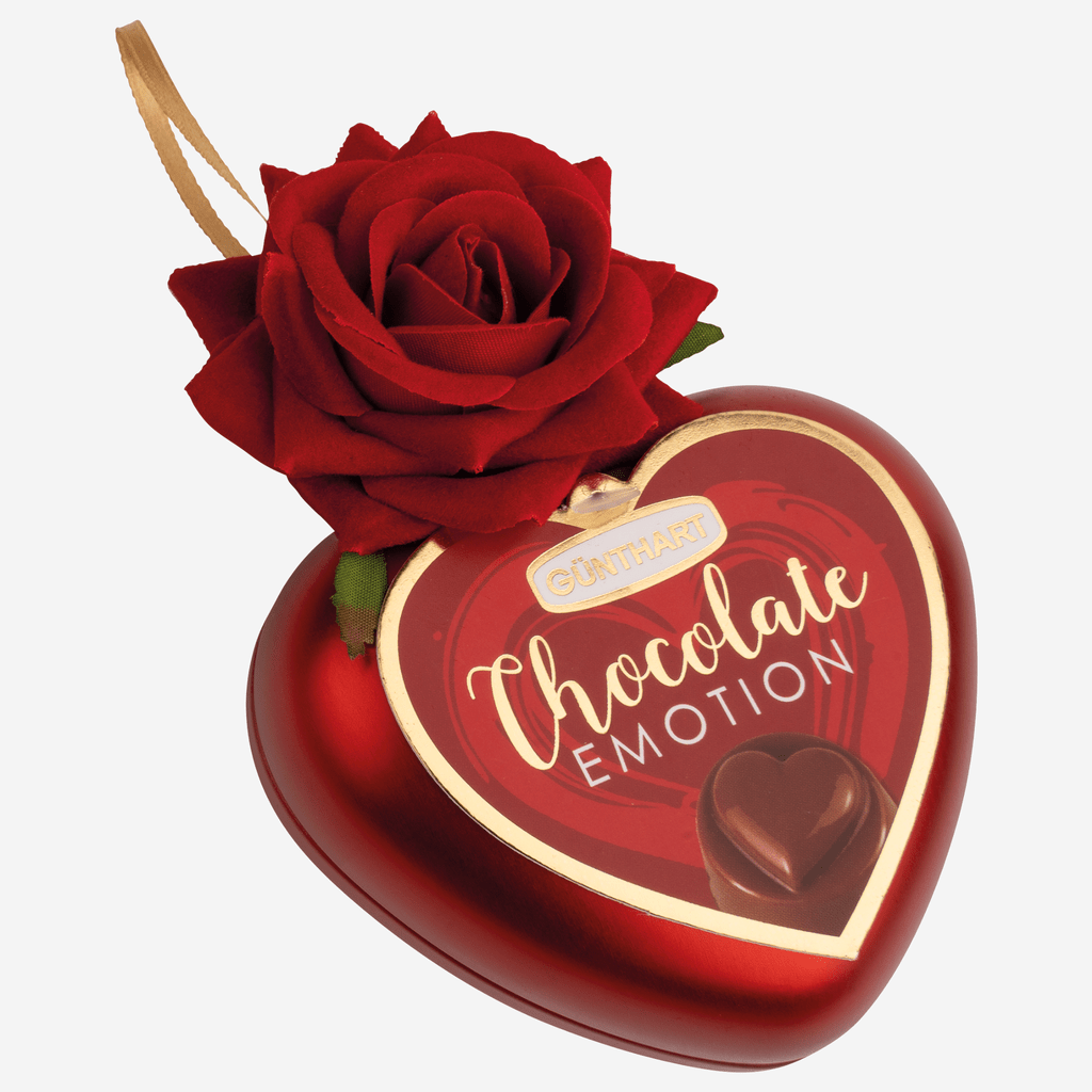 Metalowe Serce z Różą Wypełnione Pralinami